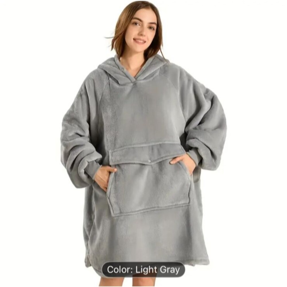 comfy sherpa wearable blanket oversized cozy lounge fleece blanket  hoodie